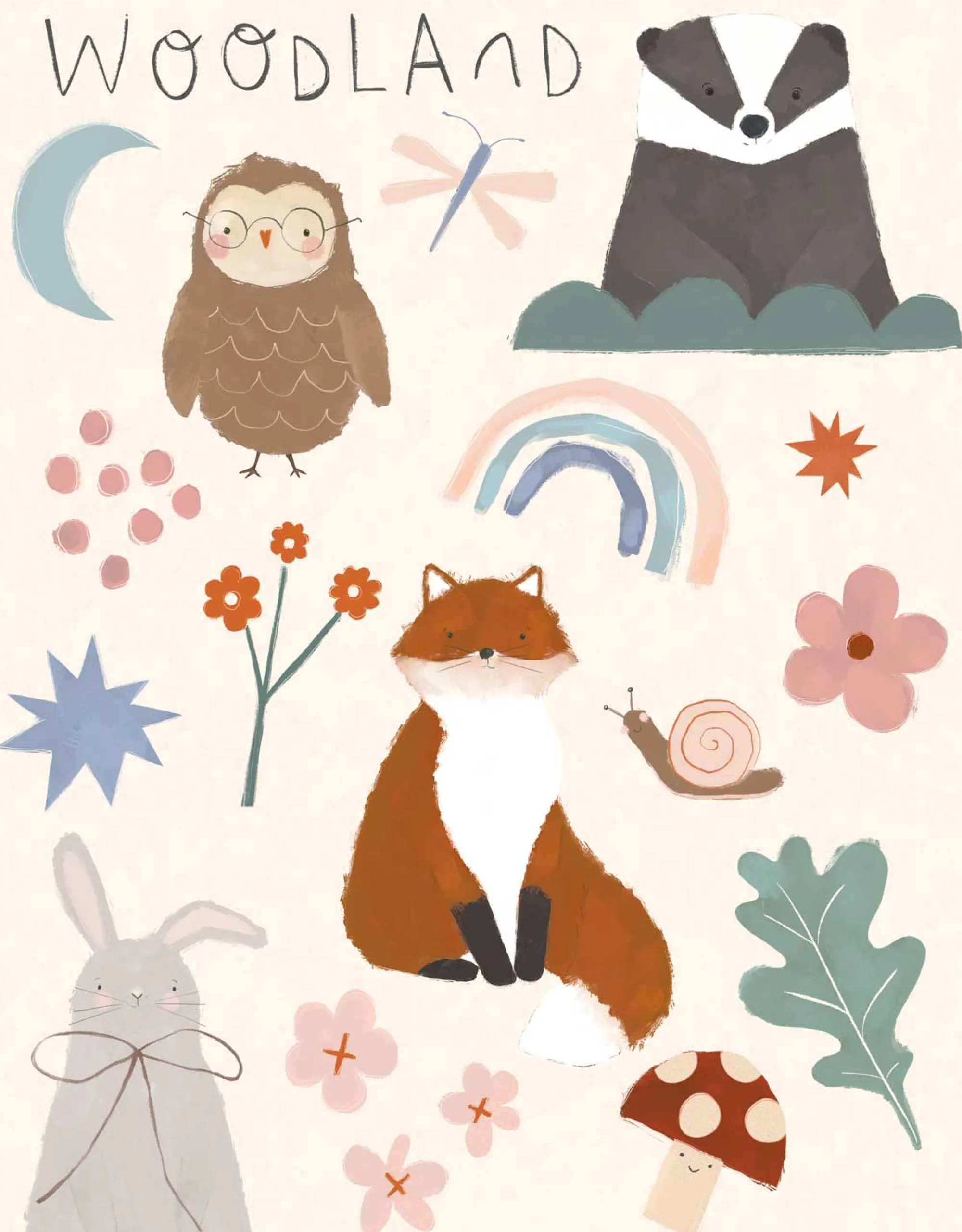 Wild Wonders|Floral & Flowers*Whistlefish Woodland Friends Medium Framed Print