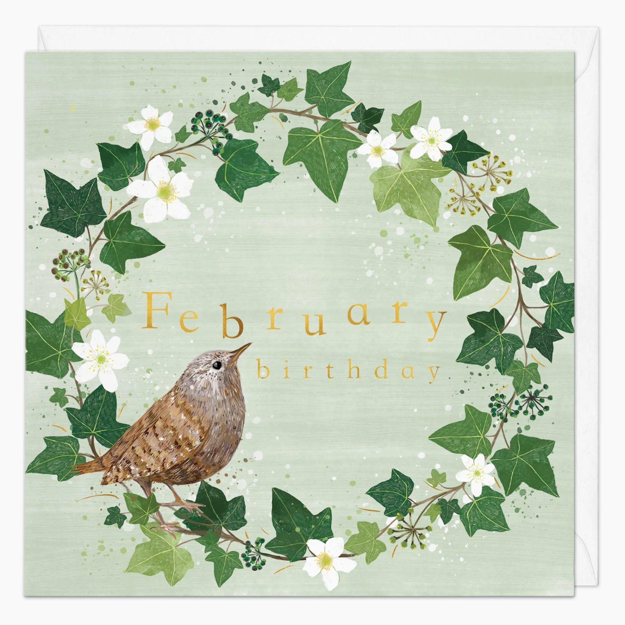 Birthday|By Month*Whistlefish Woodland Wreath February Birthday Card