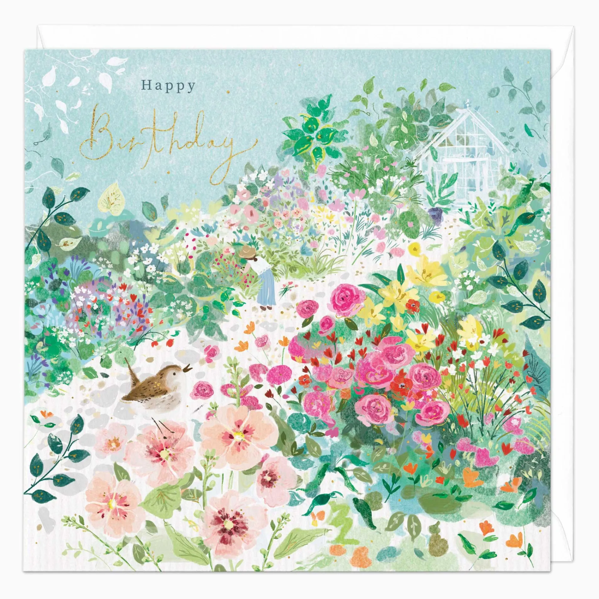 Birthday|For Her*Whistlefish Wren In The Roses Birthday Card