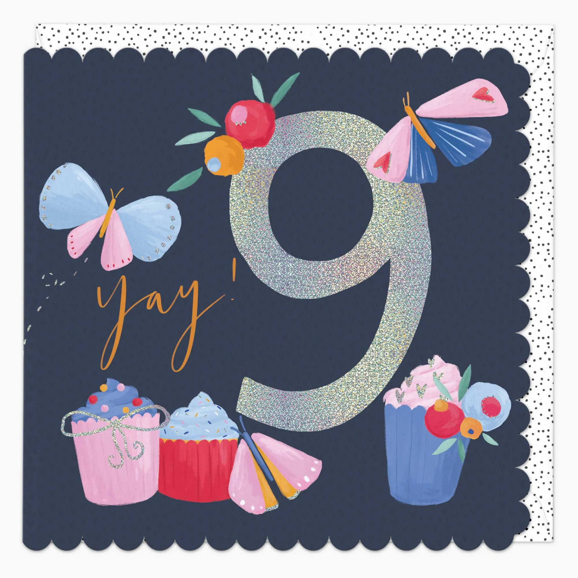 Birthday|By Age*Whistlefish Yay! 9th Butterfly Birthday Card