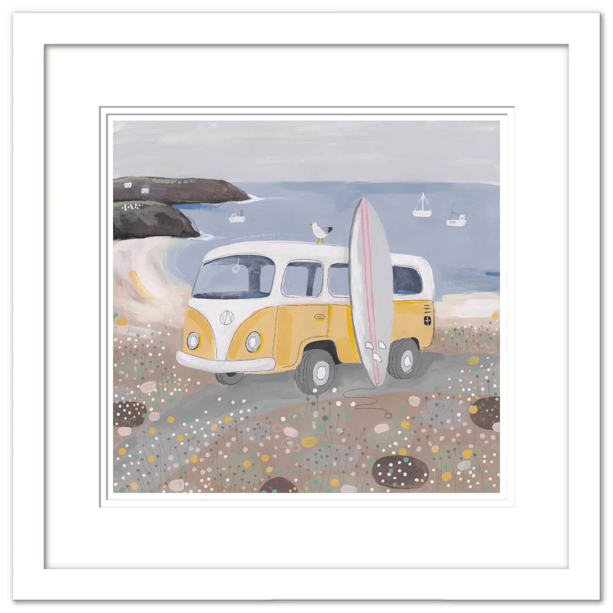 Coastal Scenes|Framed Prints*Whistlefish Yellow Camper Med Framed Print